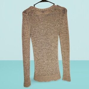 Theory Shirlyn Space Knit Cozy Sweater Beige Viscose Polyester Blend Medium